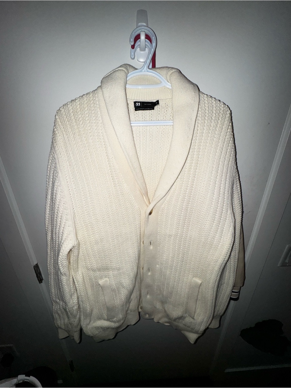 Men's Button-Up Sweater Cardigan - Cream